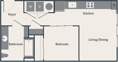 a floor plan of a house with a kitchen and a living room